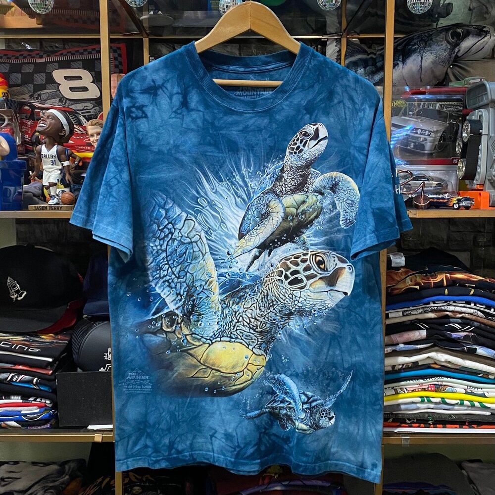 The Mountain 9 Sea Turtles Tie Dye T-Shirt Size Medium Kona Hawaii Graphic Tee